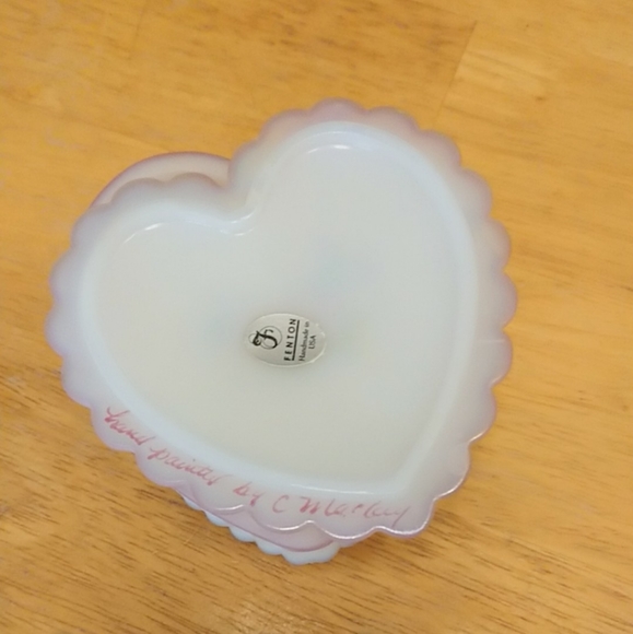 Fenton Hand Painted Heart Trinket Art Glass - Picture 7 of 13